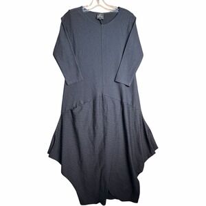 Spirithouse Slingshot Dress XS Pinstripe Asym Draped Cocoon Made LA USA Artsy